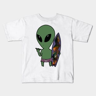 surfing Alien - We come in peace Kids T-Shirt